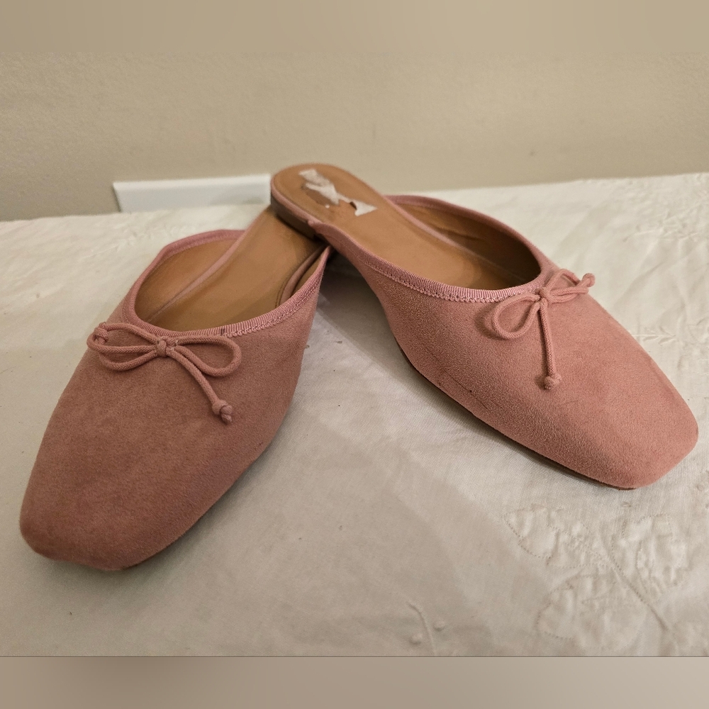 J. Crew Dusty Rose Suede Like Slip-On Ballet Mules Size 9